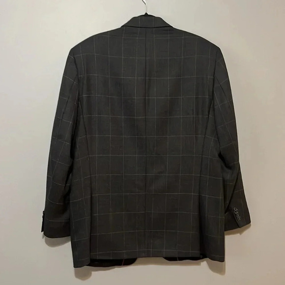 Michael Kors dark gray windowpane check Lambs wool Blazer‎ Men’s 42R Woolmark - Picture 4 of 10